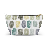 Watercolor Leaf Stamp Accessory Pouch w T-bottom in Teal